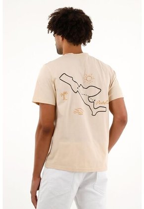 Camiseta Crudo Con Bolsillo Delantero Para Hombre