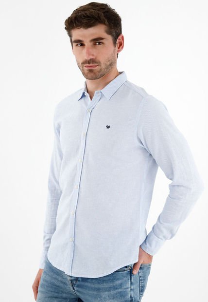 Camisa Clásica Azul Para Hombre