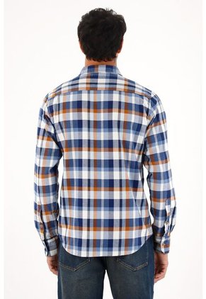 Camisa Leñadora Con Botones En Madera Azul Para Hombre