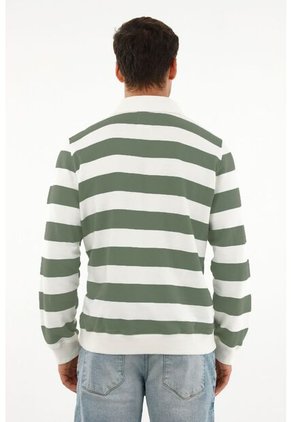 Tennis Buzo Polo Con Estampado De Rayas Verdes Para Hombre