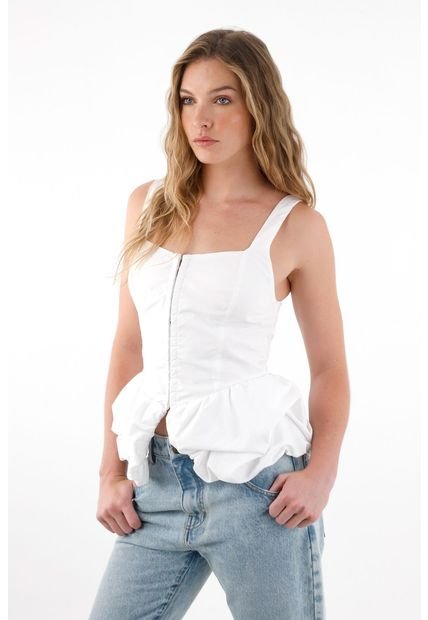 Camisa Tipo Corsé De Tiras Blanca Para Mujer