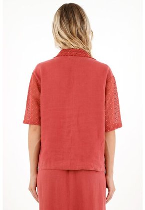 Camisa Roja Tipo Bowling Para Mujer