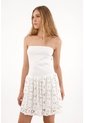Tennis Vestido Corto Strapless Crudo Con Textura Suave Para Mujer de Tennis