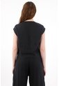 Tennis Camisa Amplia En Lino 100% Negra Para Mujer de Tennis