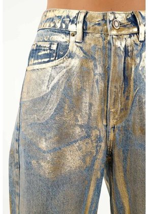 Jean Azul Con Efecto Brillante Para Mujer