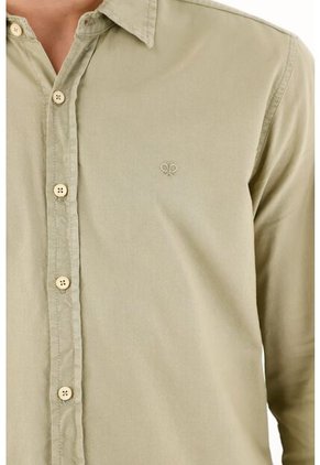 Tennis Camisa De Tela Oxford Manga Larga Verde Para Hombre
