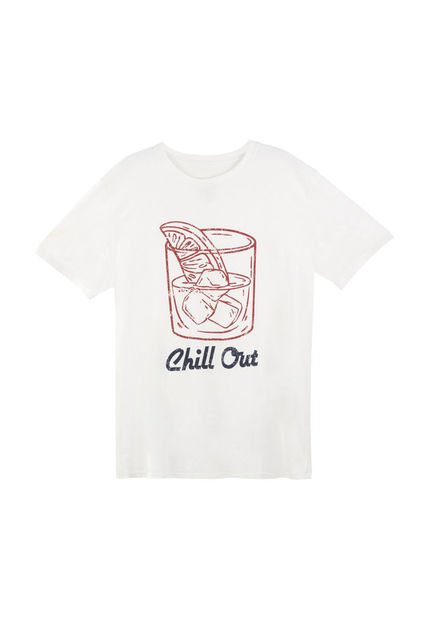 Camiseta Blanca Estampada En Frente Para Hombre