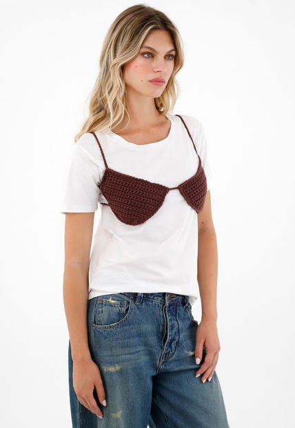 Top Rojo Tejido Para Mujer