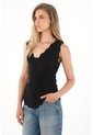 Tennis Camisa Negra Tejida Diseño Cruzado Para Mujer de Tennis