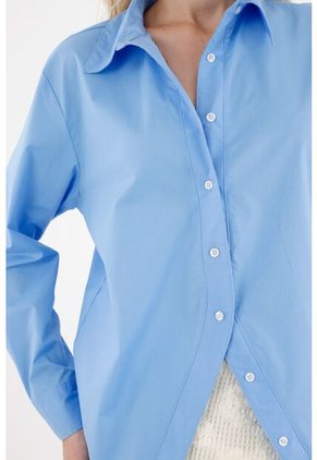 Tennis Camisa Manga Larga Con Abertura En Perilla Azul Para Mujer