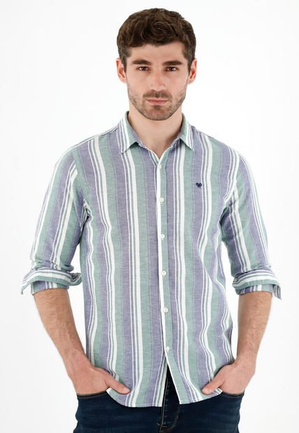 Camisa Multicolor Con Diseño A Rayas Para Hombre