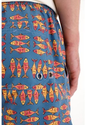 Tennis Pantaloneta De Baño Con Estampado De Peces Para Hombre