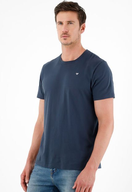 Camiseta Azul Manga Corta Para Hombre