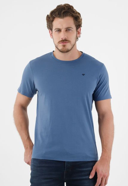 Camiseta Azul Con Mini Raqueta Bordada Para Hombre