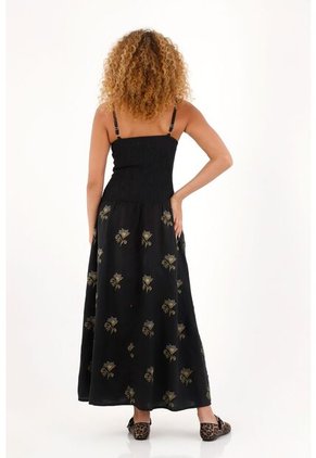 Tennis Vestido Largo En 100% Lino Con Estampado Para Mujer