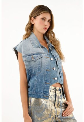 Tennis Chaleco Azul Con Apliques Brillantes Para Mujer