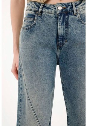 Tennis Jean Wide Leg Tiro Alto Azul Para Mujer