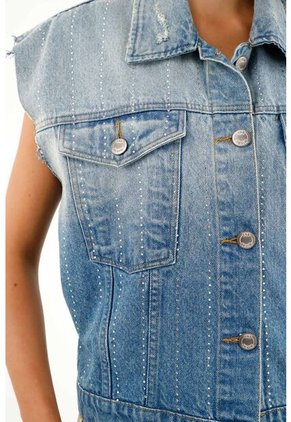 Tennis Chaleco Azul Con Apliques Brillantes Para Mujer