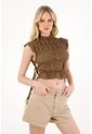 Tennis Short En Dril Tiro Alto Crudo Para Mujer de Tennis