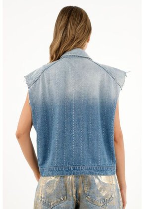 Tennis Chaleco Azul Con Apliques Brillantes Para Mujer