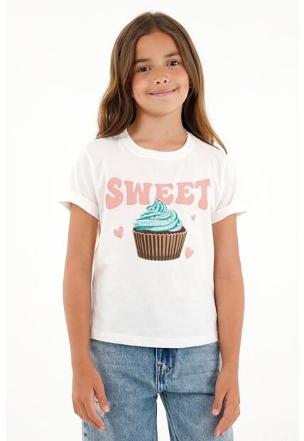 Camiseta Crudo Estampada Para Niña
