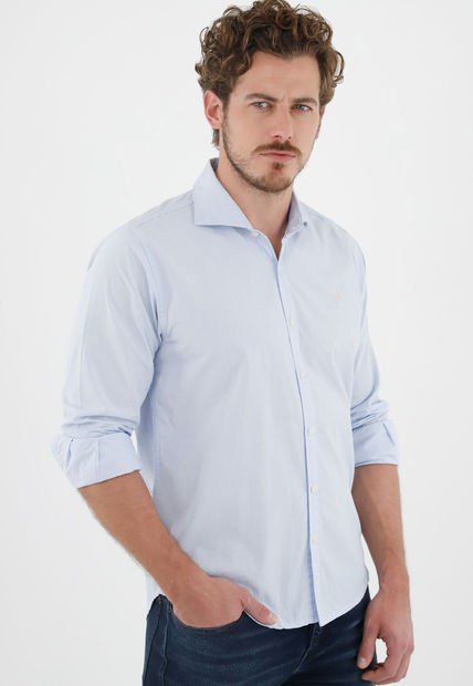 Camisa Clásica Azul Para Hombre