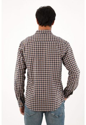 Tennis Camisa Leñadora Con Botones En Madera Café Para Hombre