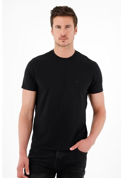 Tennis Camiseta Cuello Redondo Negra Para Hombre