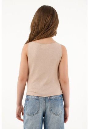 Camiseta Crudo Manga Sisa Para Niña