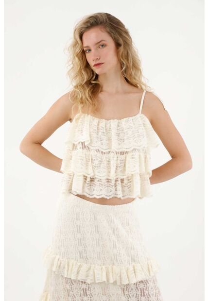 Tennis Camisa De Tiras Con Bolero Crudo Para Mujer