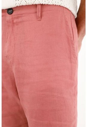 Bermuda Chino En 100% Lino Naranja Para Hombre