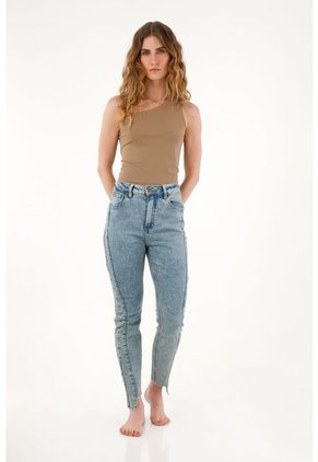 Tennis Jean Super Slim Tiro Medio Azul Para Mujer