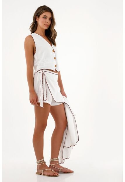 Tennis Chaleco Blanco Con Bordado De Palmera Para Mujer