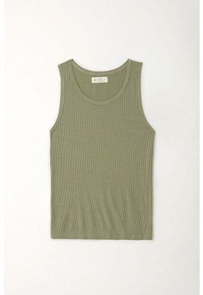 Tennis Camiseta Manga Sisa Verde Con Acabado Natural Para Mujer