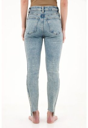 Tennis Jean Super Slim Tiro Medio Azul Para Mujer