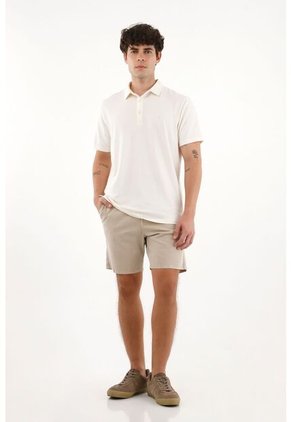 Tennis Polo Crudo Con Raqueta Bordada Para Hombre