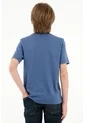 Camiseta Azul Cuello Redondo Para Niño de Tennis