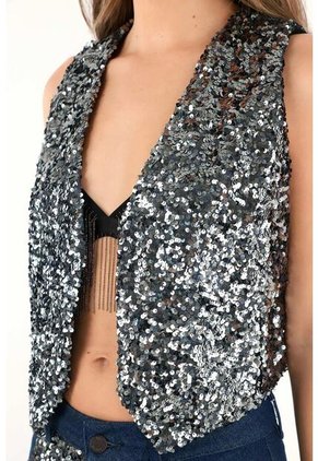 Tennis Chaleco Pretinero En Lentejuelas Para Mujer