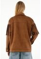 Chaqueta Amplia Café Con Flecos Para Mujer de Tennis