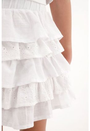 Falda Color Crudo Con Boleros Para Niña