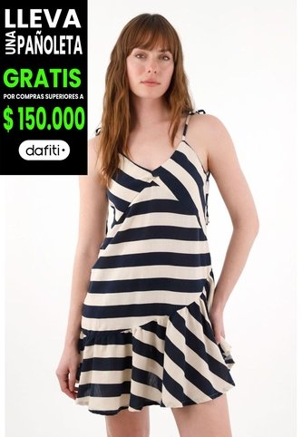 Vestido Corto Con Diseño A Rayas Para Mujer Tennis