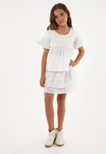 Camisa Blanca De Silueta Amplia Para Niña