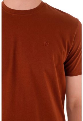 Camiseta Manga Corta En 100% Algodón Café Para Hombre