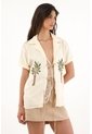 Tennis Camisa Tipo Bowling Con Bordado De Palmeras Para Mujer de Tennis
