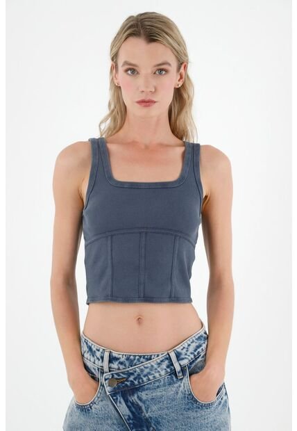 Camiseta Manga Sisa Gris Para Mujer