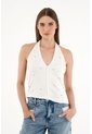 Tennis Camiseta Tejida Crudo Con Apliques De Brillo Para Mujer de Tennis