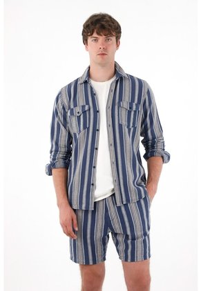 Camisa Manga Larga Con Diseño A Rayas Para Hombre