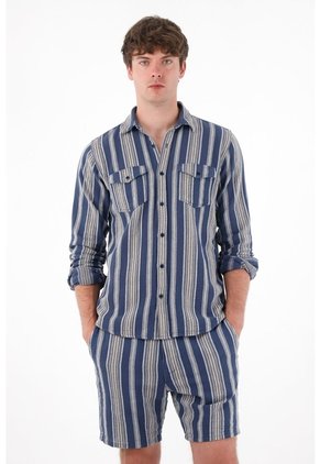 Camisa Manga Larga Con Diseño A Rayas Para Hombre