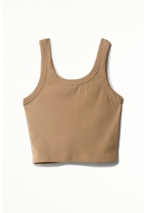 Tennis Camiseta Crop En Rib Crudo Con Acabado Mate Para Mujer