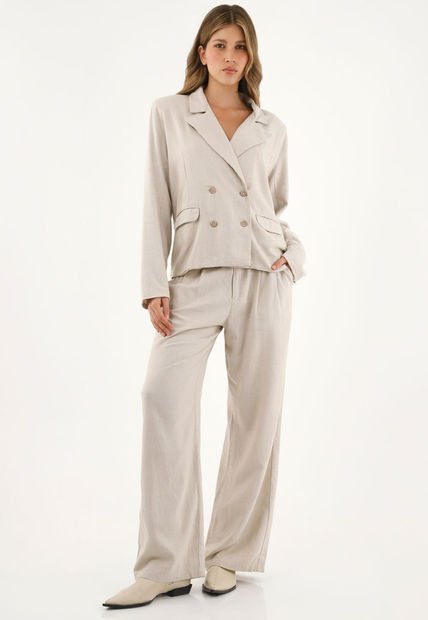 Chaqueta Tipo Blazer Crudo Para Mujer